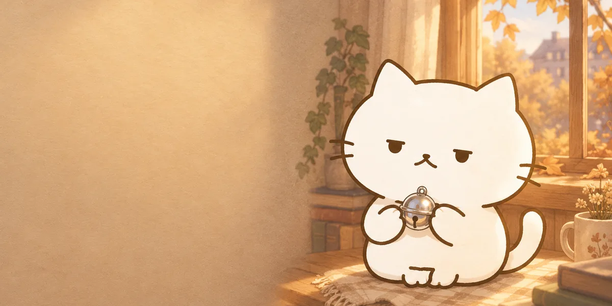 금 기운을 상징하는 소품과 함께 앉은 점냥이