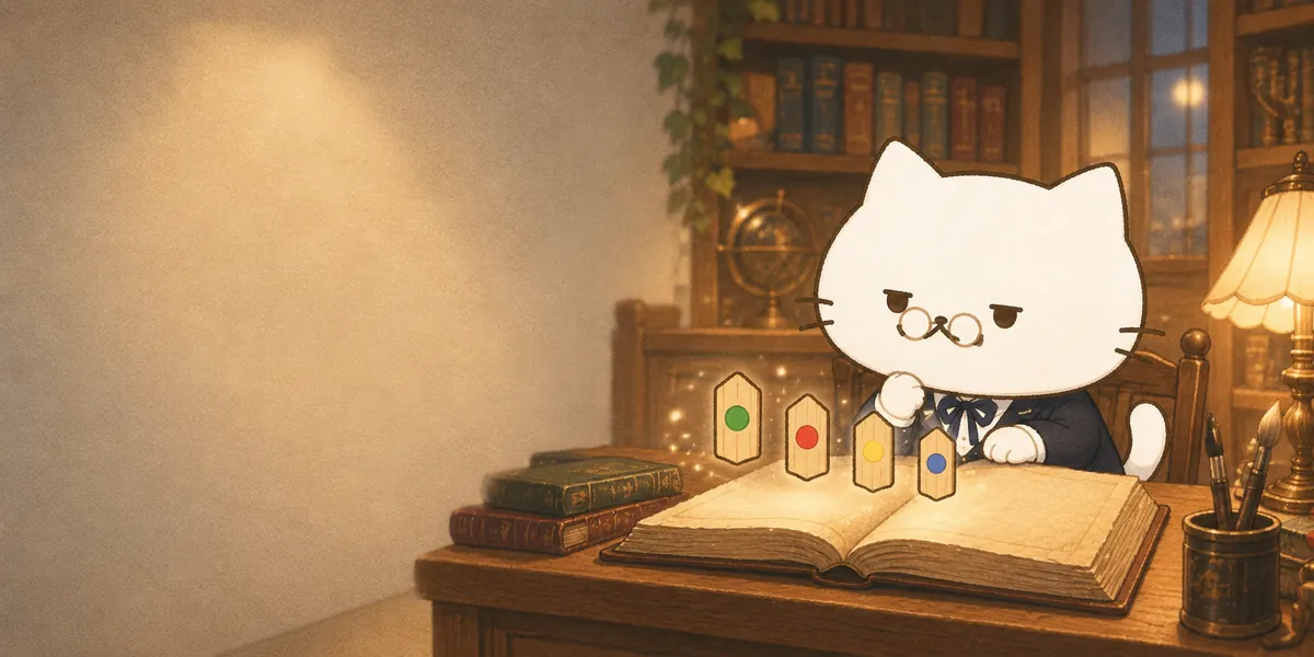 만세력 책을 펼쳐 보는 점냥이